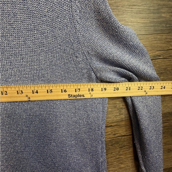 Chico's Heathered Metallic Blue Crew Neck Sweater - Picture 3 of 6